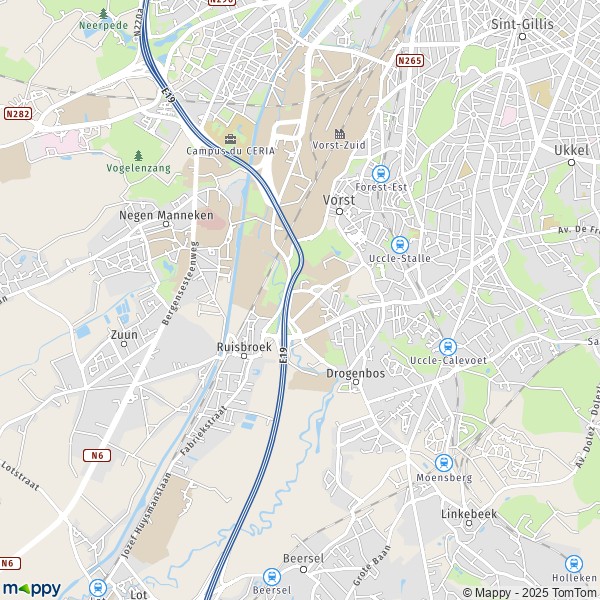 De kaart voor de stad 1180-1650 Drogenbos