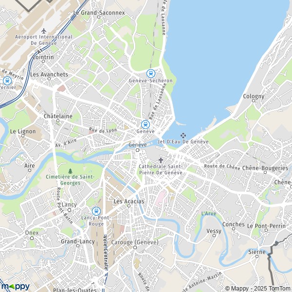 De kaart voor de stad Genève 1201-1292