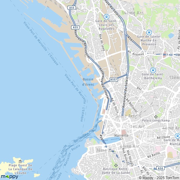 De kaart voor de stad 2e Arrondissement, Marseille