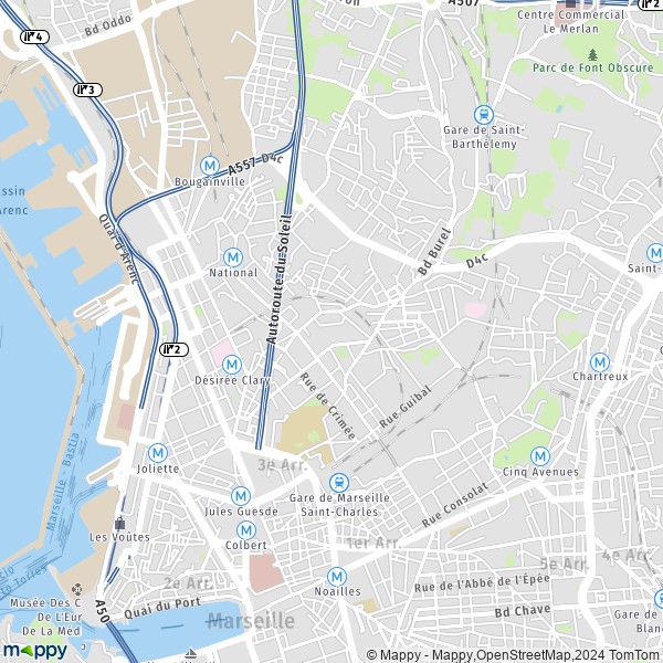 De kaart voor de stad 3e Arrondissement, Marseille