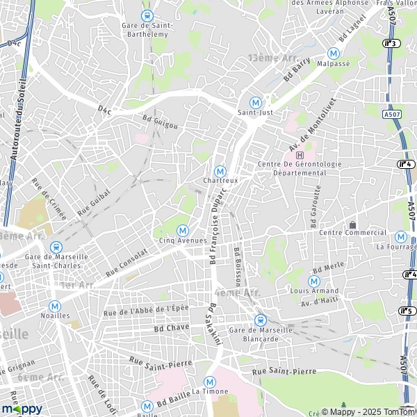 De kaart voor de stad 4e Arrondissement, Marseille