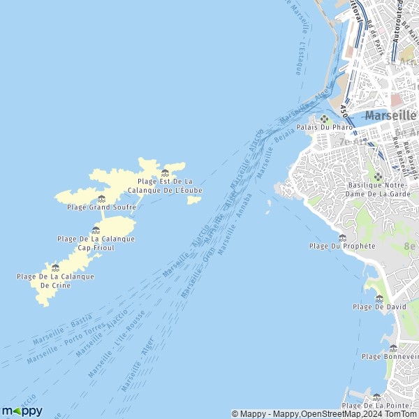 De kaart voor de stad 7e Arrondissement, Marseille