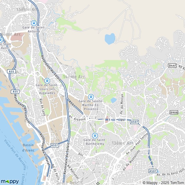 De kaart voor de stad 14e Arrondissement, Marseille