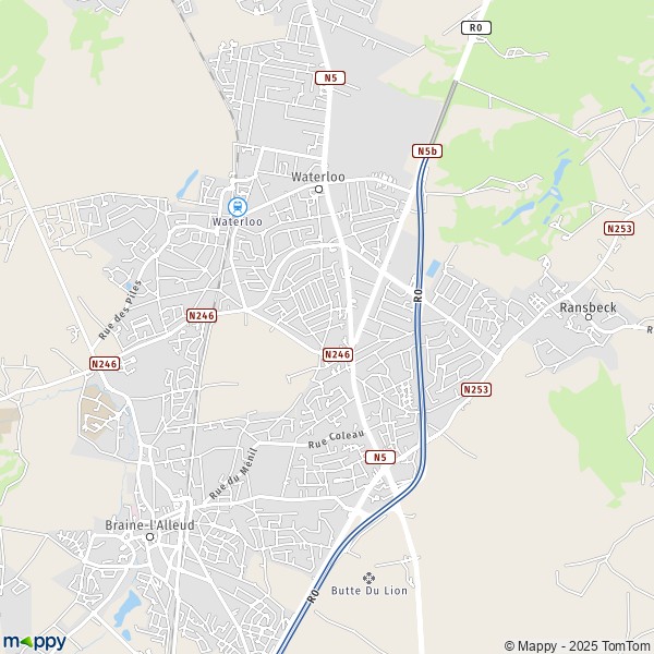 De kaart voor de stad 1310-1640 Waterloo