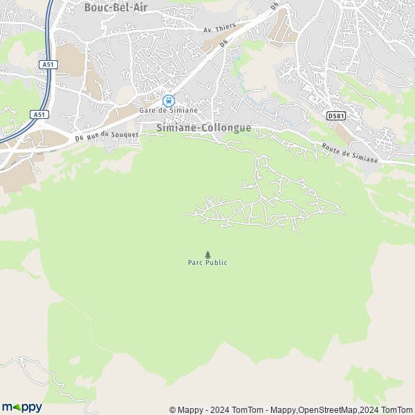 De kaart voor de stad Simiane-Collongue 13109