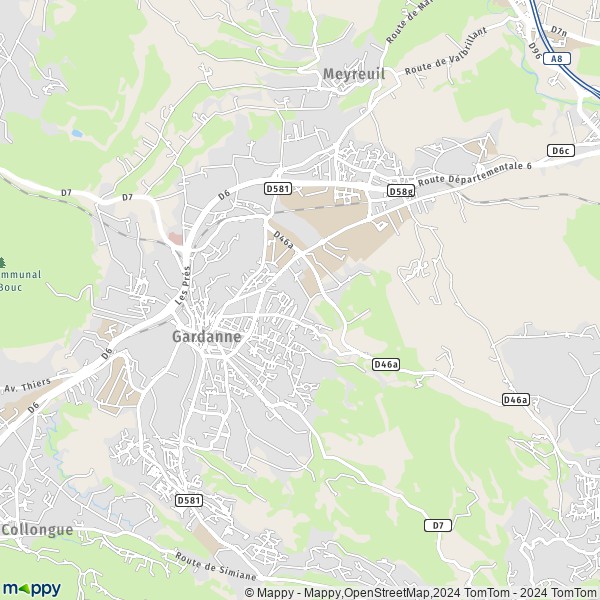 De kaart voor de stad Gardanne 13120