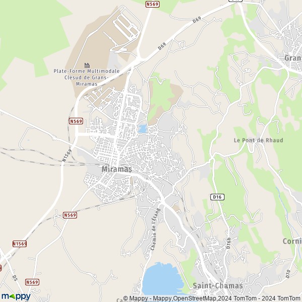 De kaart voor de stad Miramas 13140
