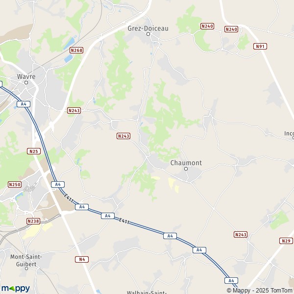 De kaart voor de stad 1315-1348 Chaumont-Gistoux