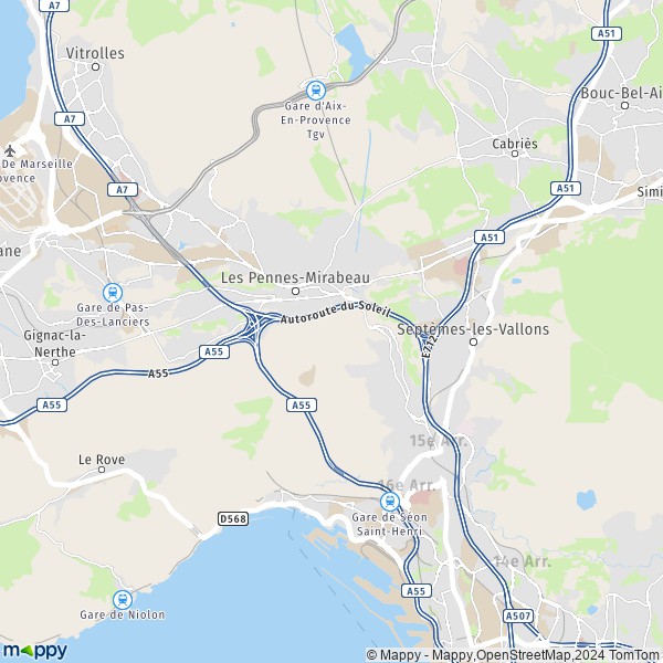 De kaart voor de stad Les Pennes-Mirabeau 13170