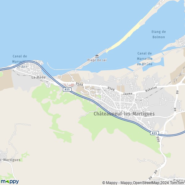 De kaart voor de stad Châteauneuf-les-Martigues 13220
