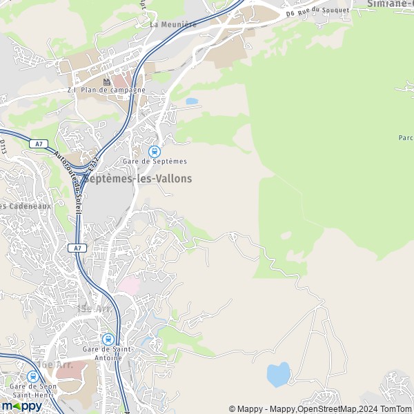 De kaart voor de stad Septèmes-les-Vallons 13240