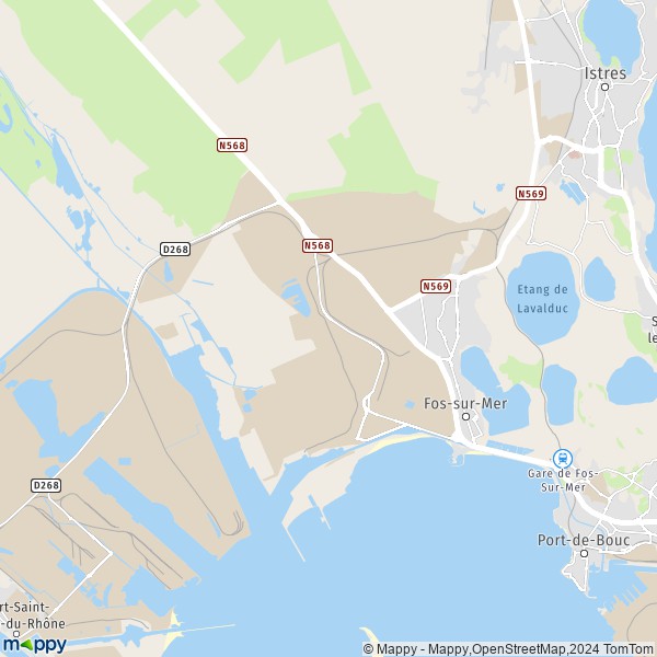 De kaart voor de stad Fos-sur-Mer 13270