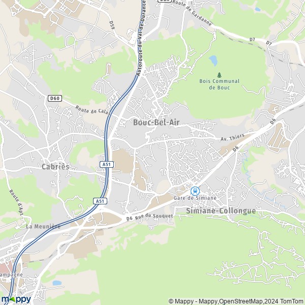 De kaart voor de stad Bouc-Bel-Air 13320
