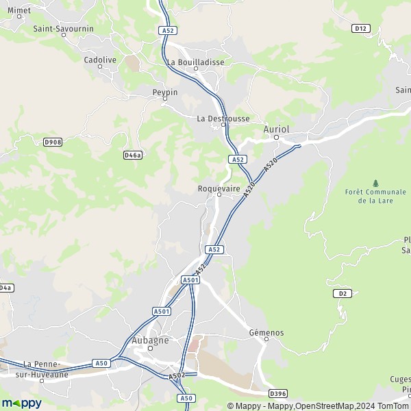 De kaart voor de stad Roquevaire 13360