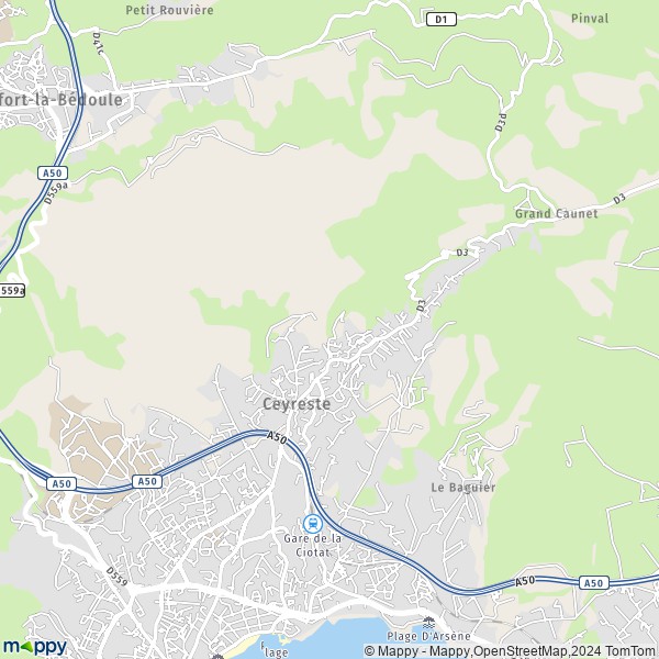 De kaart voor de stad Ceyreste 13600