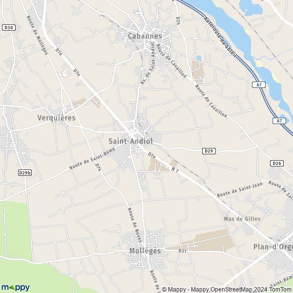 De kaart voor de stad Saint-Andiol 13670