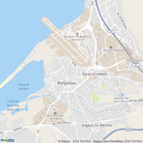 De kaart voor de stad Marignane 13700
