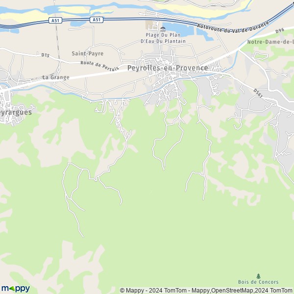 De kaart voor de stad Peyrolles-en-Provence 13860