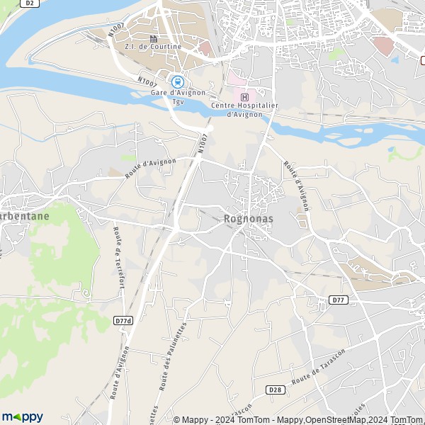 De kaart voor de stad Rognonas 13870