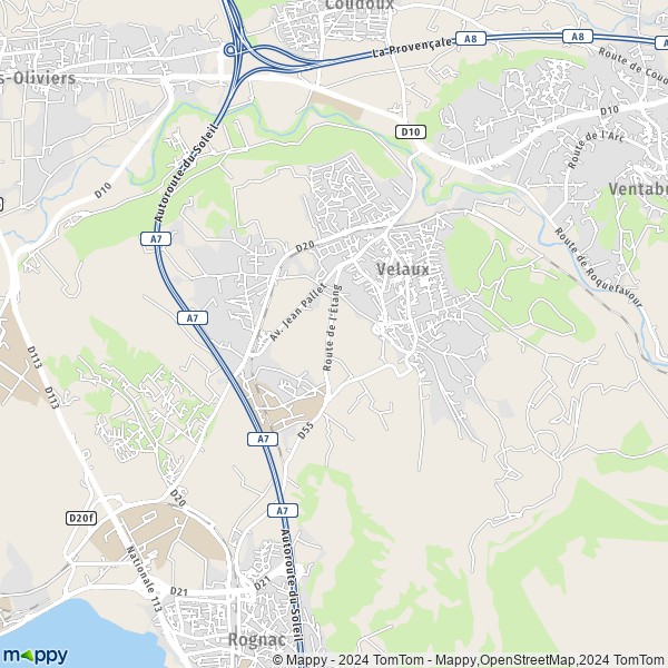 De kaart voor de stad Velaux 13880