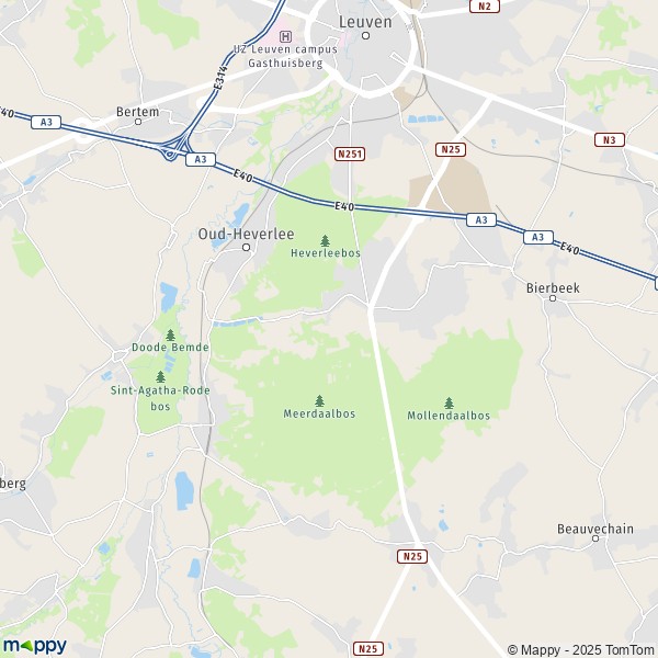 De kaart voor de stad 1390-3054 Oud-Heverlee