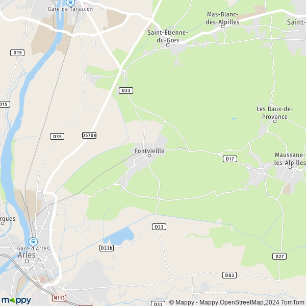 De kaart voor de stad Fontvieille 13990