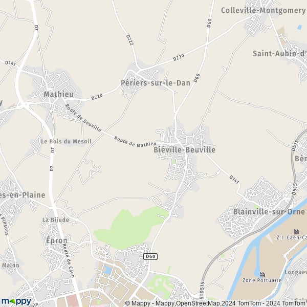 De kaart voor de stad Biéville-Beuville 14112