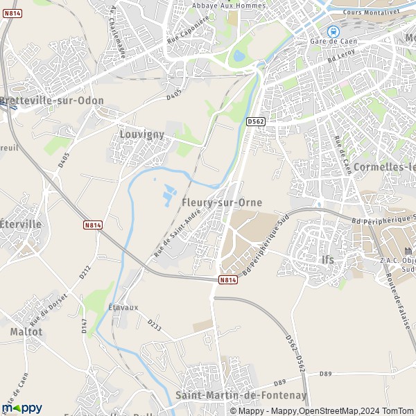 De kaart voor de stad Fleury-sur-Orne 14123