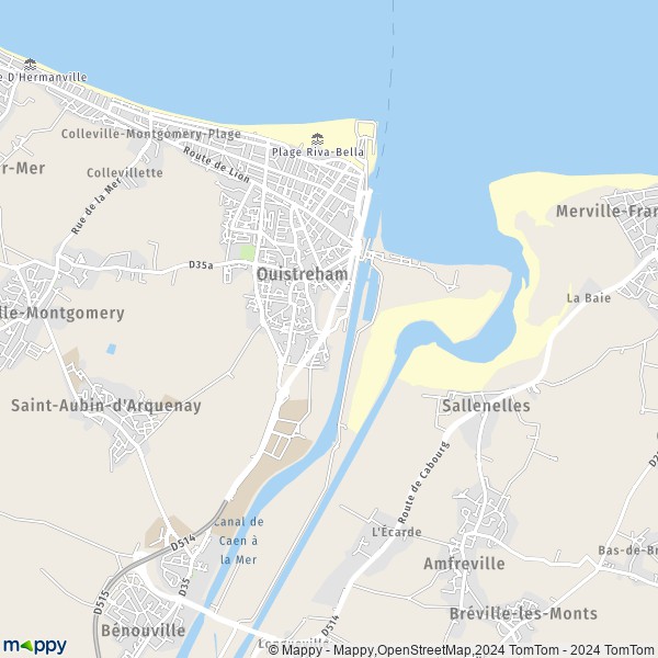 De kaart voor de stad Ouistreham 14150