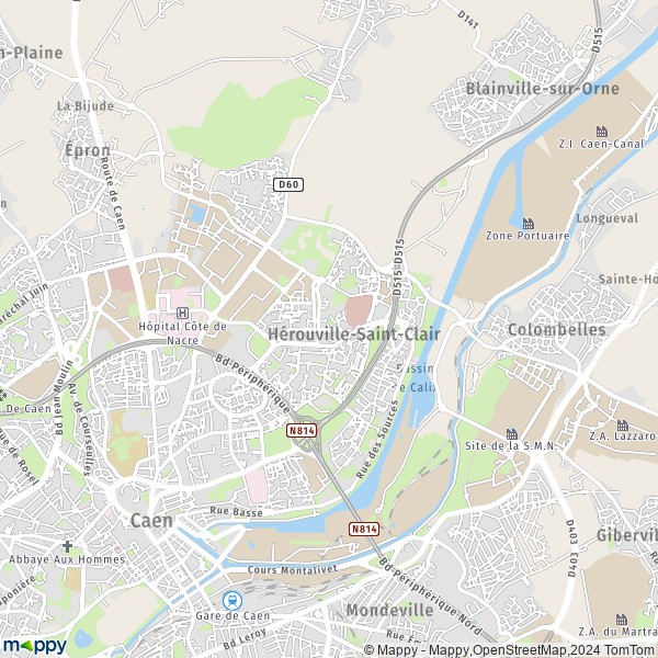 De kaart voor de stad Hérouville-Saint-Clair 14200