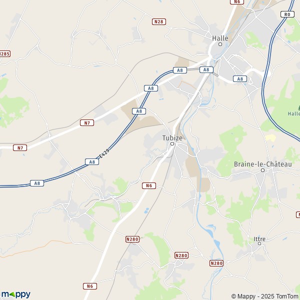 De kaart voor de stad 1430-1674 Tubize