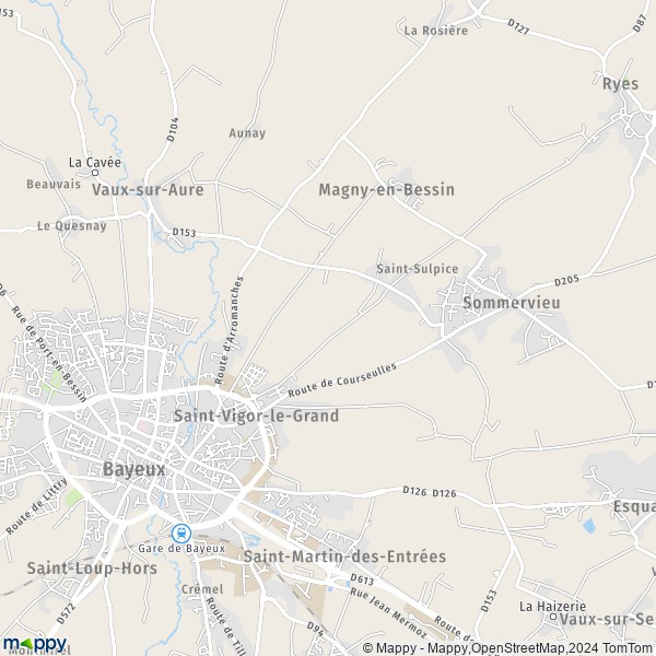 De kaart voor de stad Saint-Vigor-le-Grand 14400