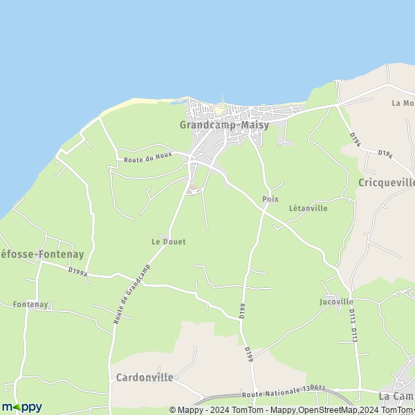 De kaart voor de stad Grandcamp-Maisy 14450