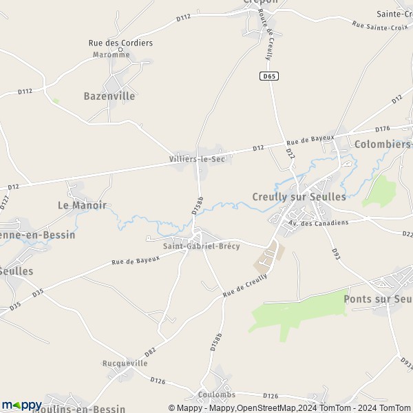 De kaart voor de stad Creully sur Seulles 14480