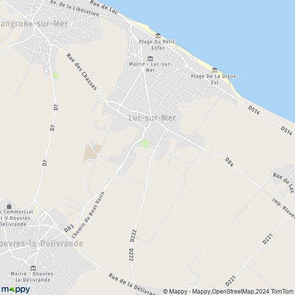De kaart voor de stad Luc-sur-Mer 14530