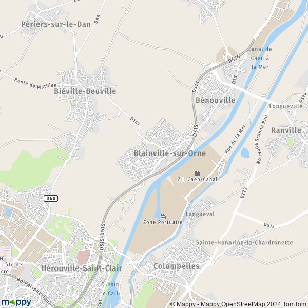 De kaart voor de stad Blainville-sur-Orne 14550