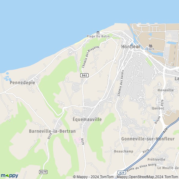 De kaart voor de stad Équemauville 14600