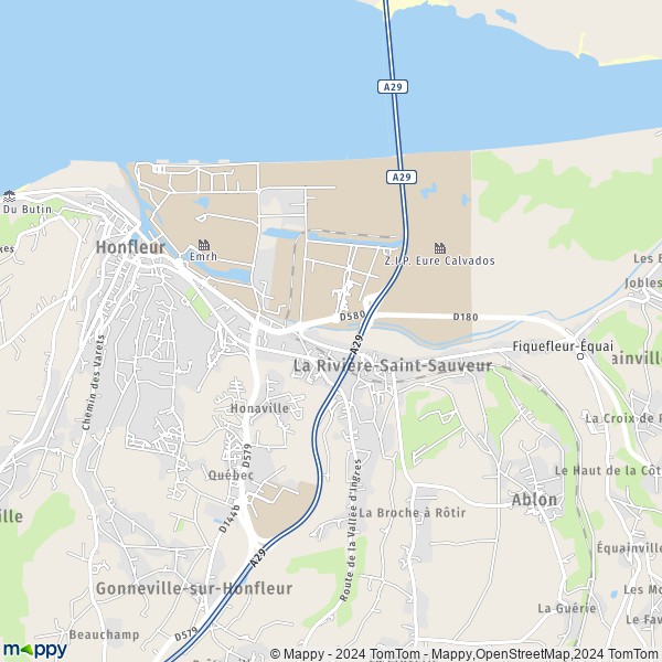 De kaart voor de stad La Rivière-Saint-Sauveur 14600