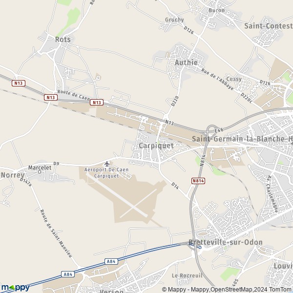 De kaart voor de stad Carpiquet 14650