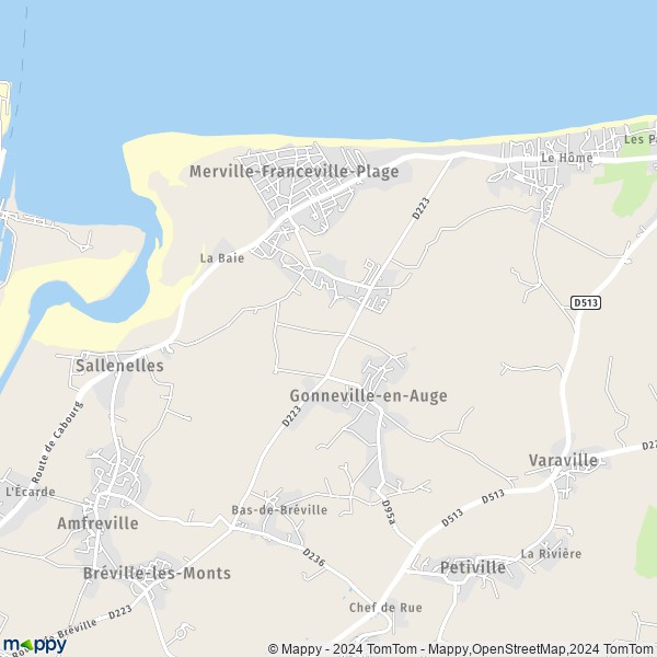 De kaart voor de stad Merville-Franceville-Plage 14810