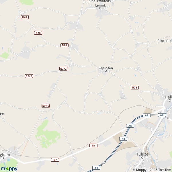 De kaart voor de stad 1540-1755 Pepingen