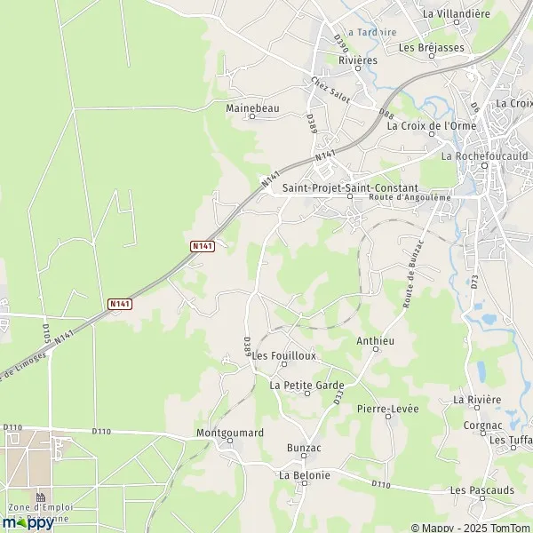 Kaart Saint-Projet-Saint-Constant, 16110 La Rochefoucauld-en-Angoumois