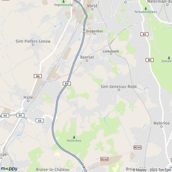 De kaart voor de stad 1630-1654 Beersel