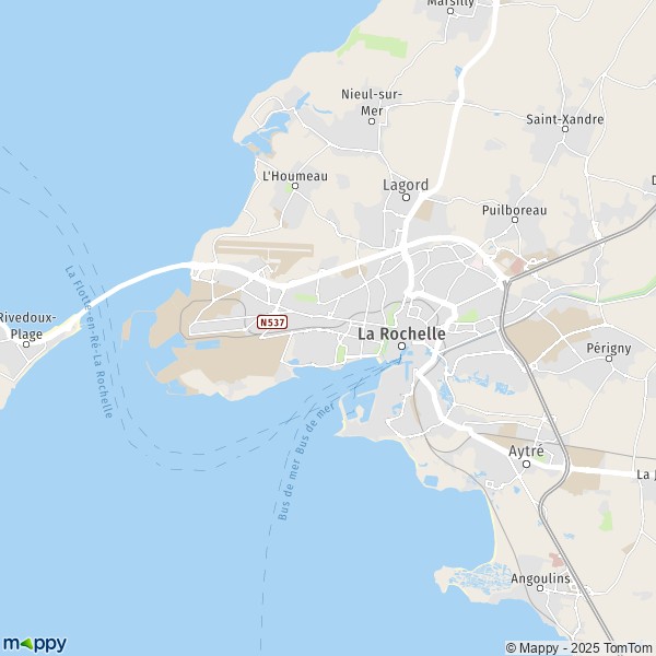 De kaart voor de stad La Rochelle 17000