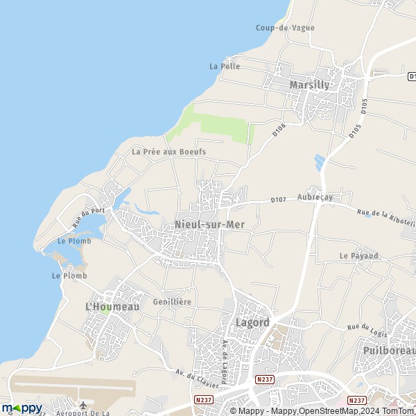 De kaart voor de stad Nieul-sur-Mer 17137