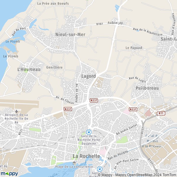 De kaart voor de stad Lagord 17140
