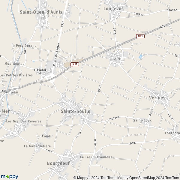 De kaart voor de stad Sainte-Soulle 17220