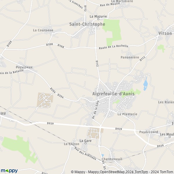 De kaart voor de stad Aigrefeuille-d'Aunis 17290
