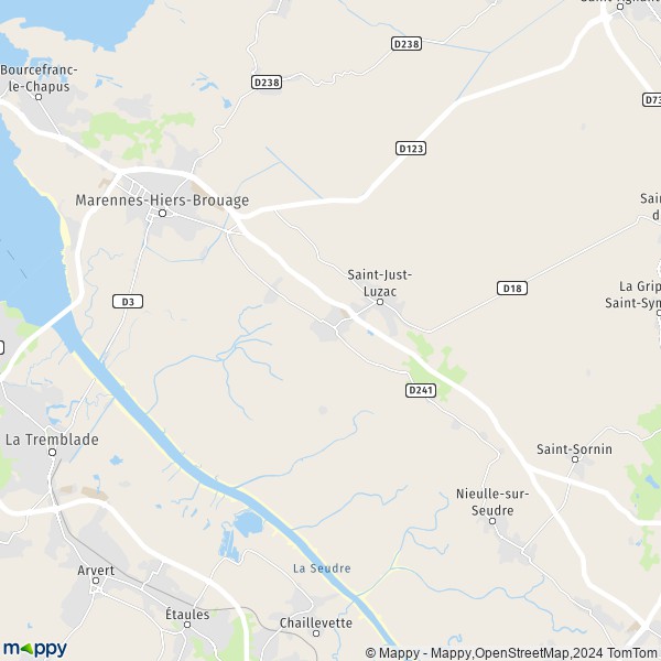 De kaart voor de stad Saint-Just-Luzac 17320