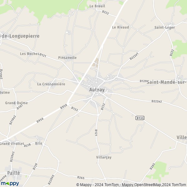 De kaart voor de stad Aulnay 17470